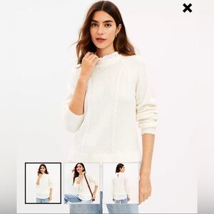 Loft Petite Layered Mixed Media Cable Sweater size XL